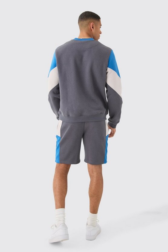 Kurzer Colorblock Sweatshirt-Trainingsanzug