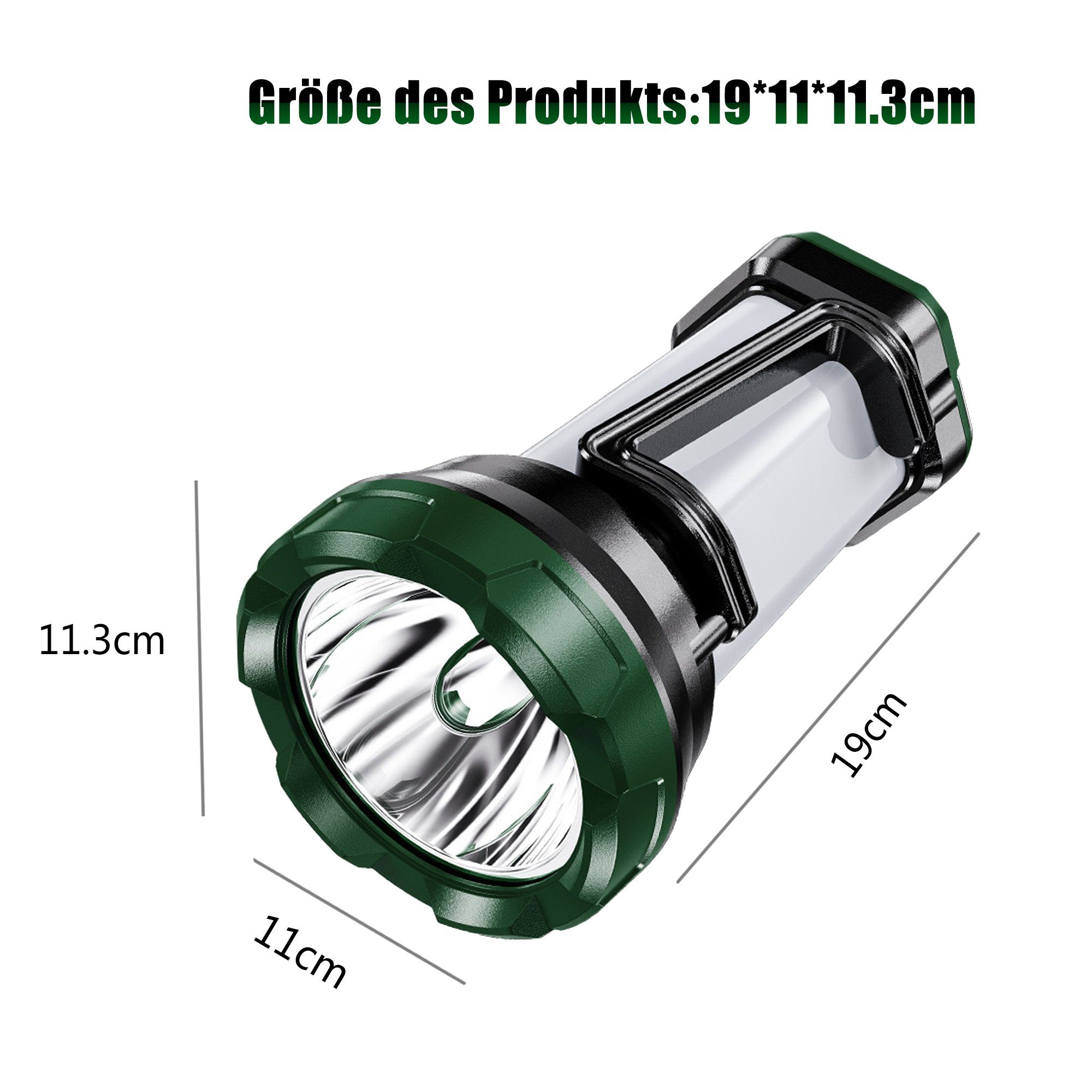 KUGI Taschenlampe Tragbare Ultrahelle LED-Taschenlampe Campinglampe 6 Lichtmodi (Handscheinwerfer Camping-Lichter wiederaufladbare Laterne), 3000mAh Power Bank, Elektronische Laterne für den Außenbereich