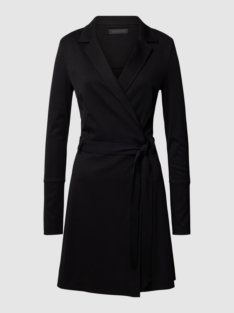 Knielanges Kleid mit Reverskragen Modell 'MELANIA' in schwarz