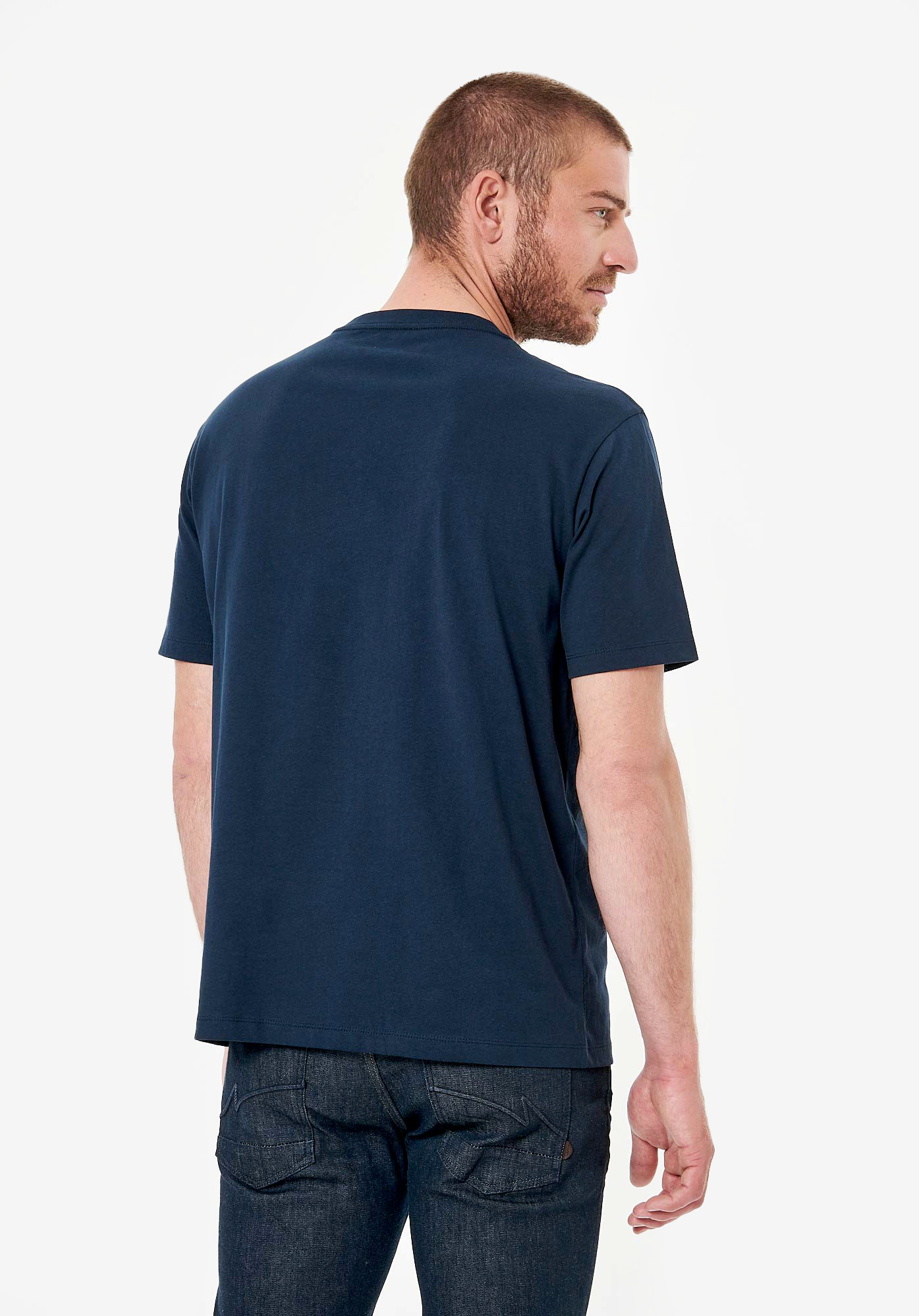 ROBIN  T-shirt bleu marine homme 100% coton