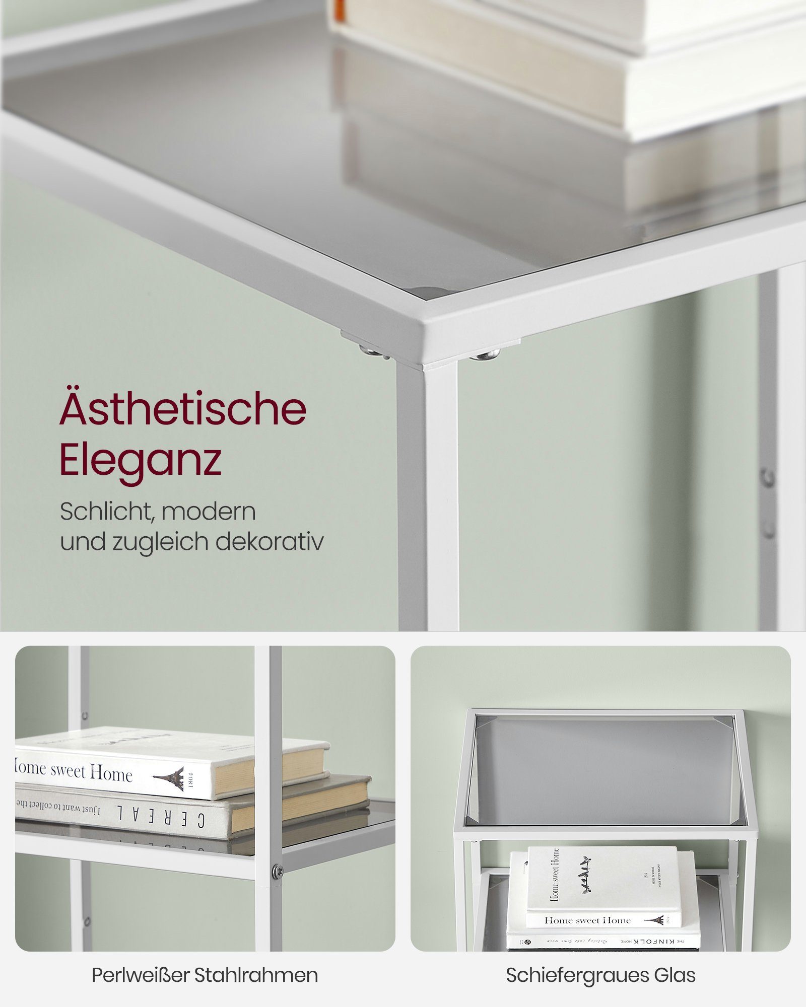 VASAGLE Bücherregal, 1-tlg., Standregal, Küchenregal, stabil, H:90 - 177.3