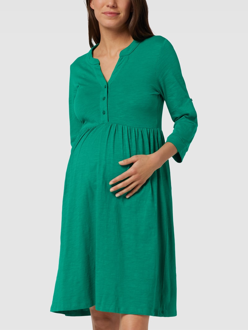 Knielanges Umstands-Kleid mit V-Ausschnitt in grün