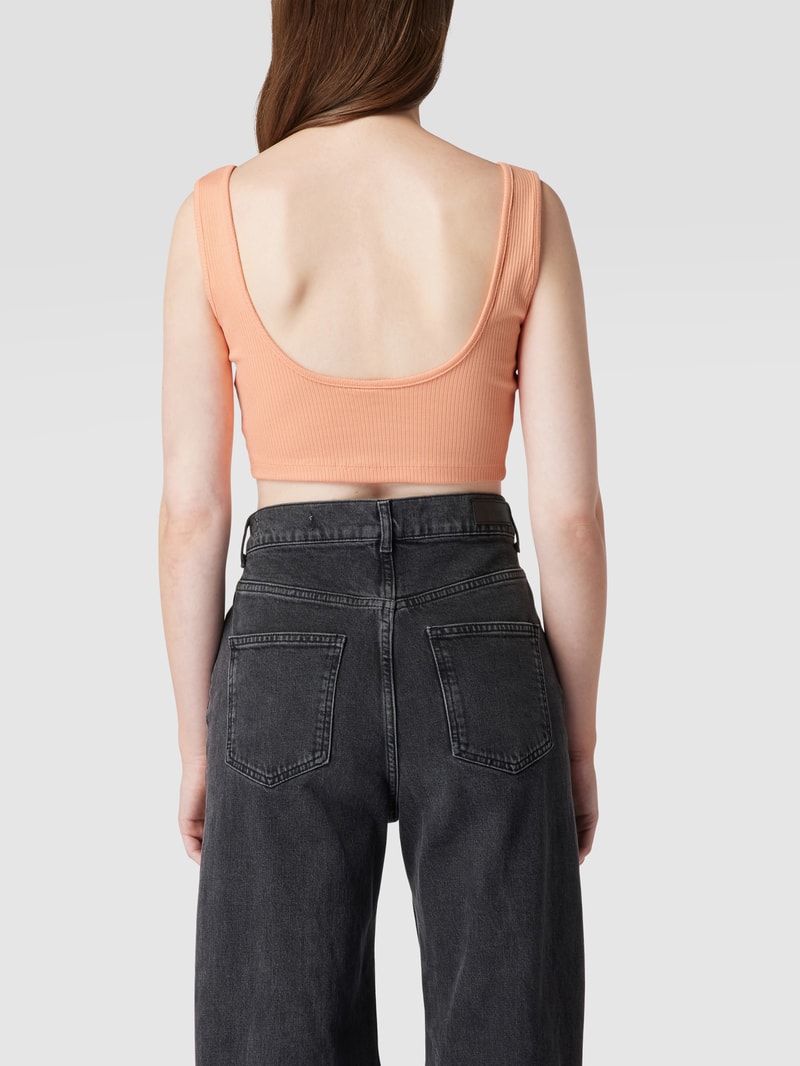Crop Top mit Label-Stitching in apricot