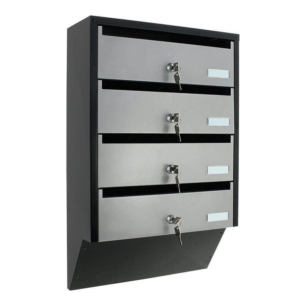 Profirst Wandbriefkasten Profirst Briefkastenanlage Quattro silber/schwarz