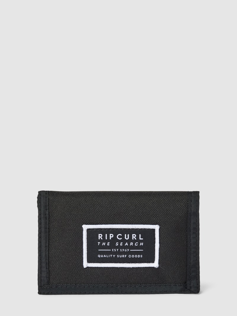 Portemonnaie mit Label-Stitching in schwarz