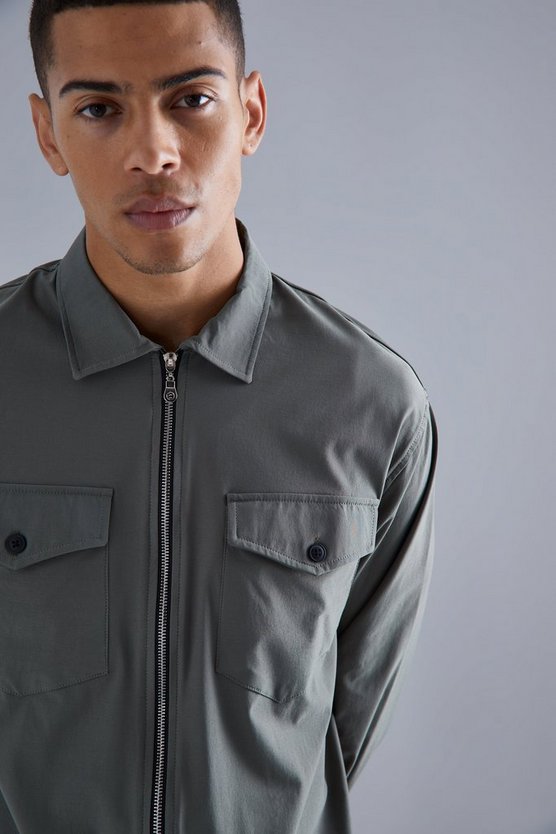 Smartes Nylon Overshirt mit Reißverschluss
