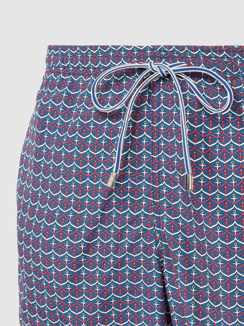 Badehose mit Allover-Muster Modell 'ANCORE' in marineblau