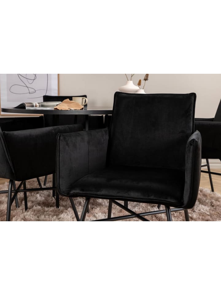 ebuy24 Essgruppe Copenhagen (7-teilig) Schwarz 140 x 140 cm günstig kaufen onesize