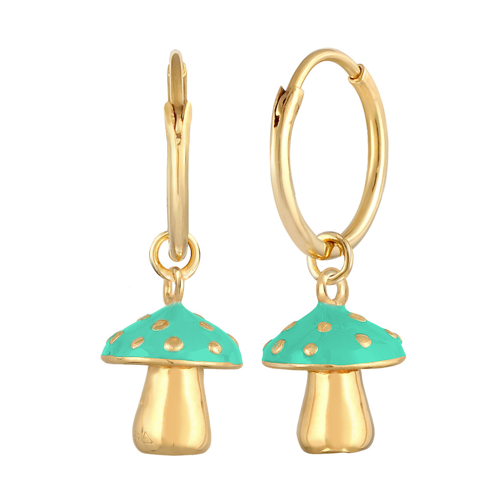 Elli Elli Boucles d'Oreilles Femmes Créoles champignon orange avec émail en argent ste Boucles d'oreilles