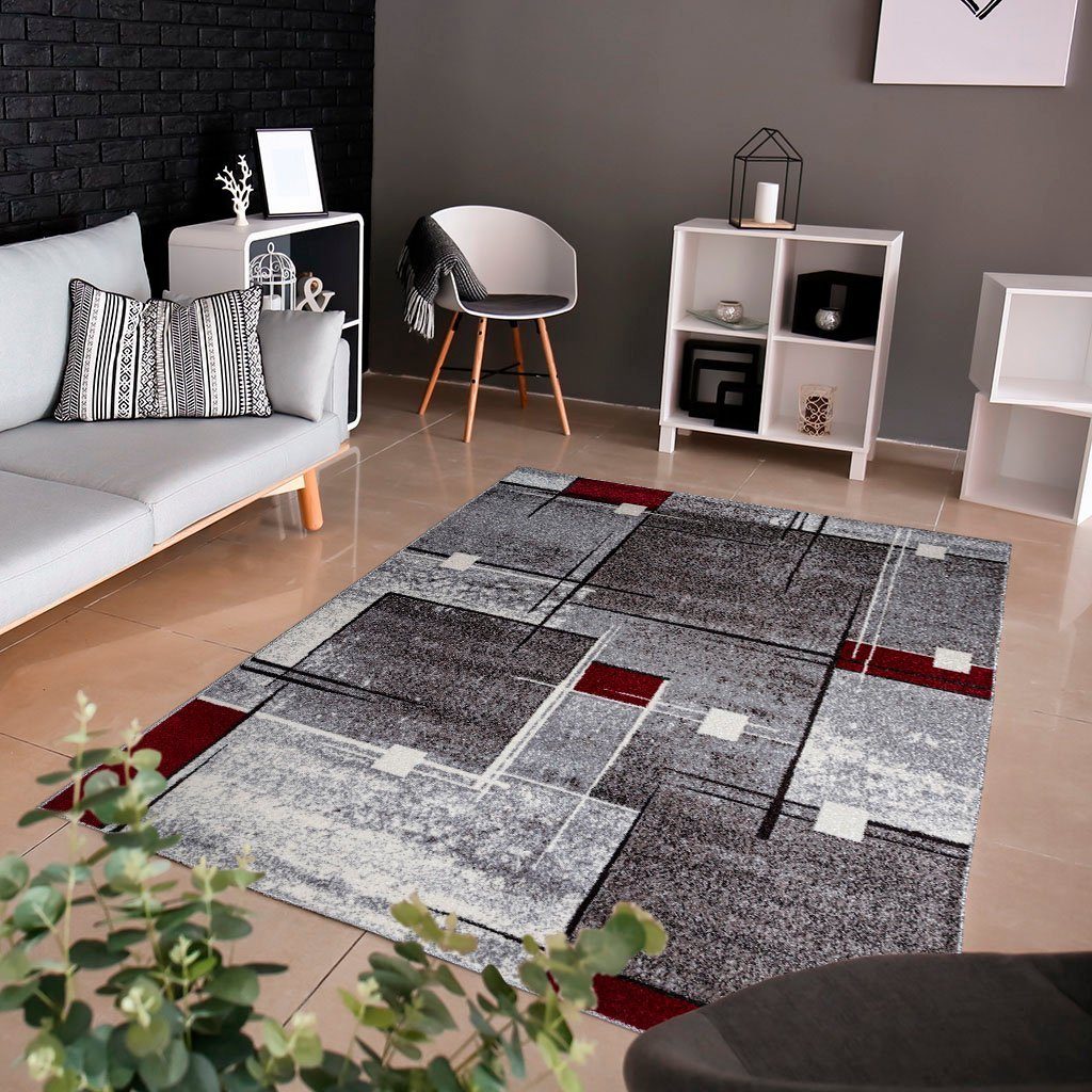 Teppich Deblin, my home, rechteckig, Höhe: 9 mm, weicher Flor, Kurzflor, Karo-Design, modern, geometrisches Muster
