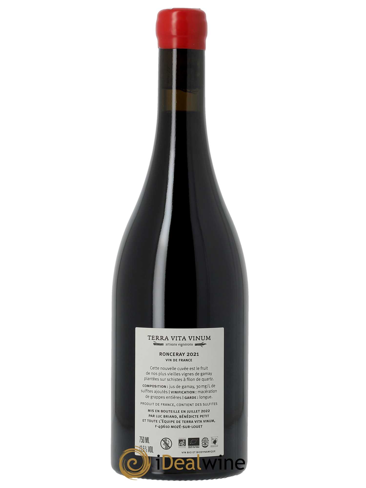 Vin de France Ronceray Terra Vita Vinum  2021 - Lot de 1 Bouteille
