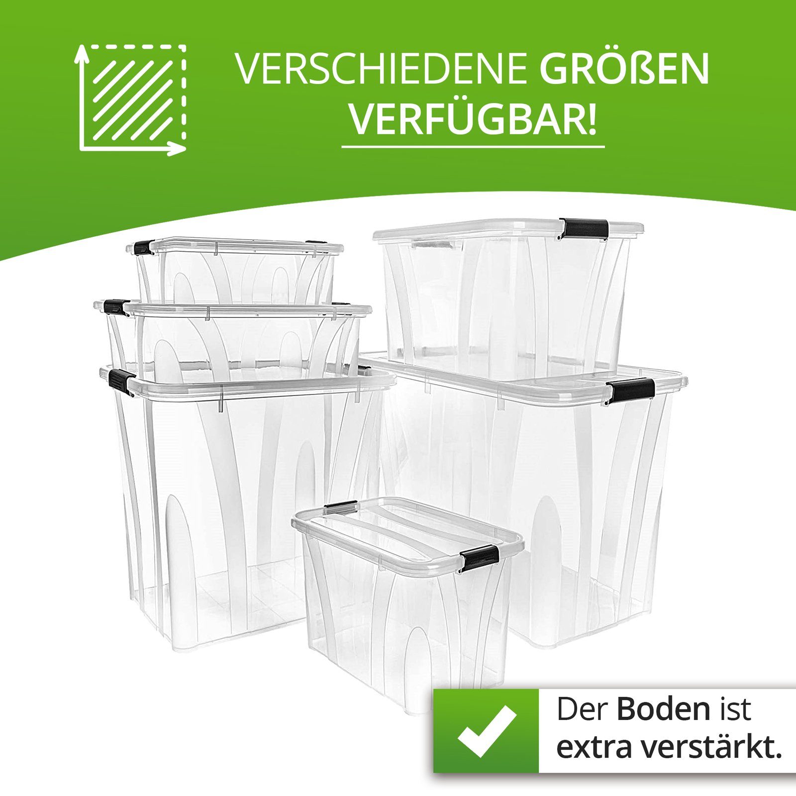 astor24 Aufbewahrungsbox Aufbewahrungsbox mit Deckel Kunststoffboxen Box Kisten Stapelboxen (Spielzeugbox, 3 St), Größe 7 Liter bis 80 Liter Plastikbox Aufbewahrung Regalbox