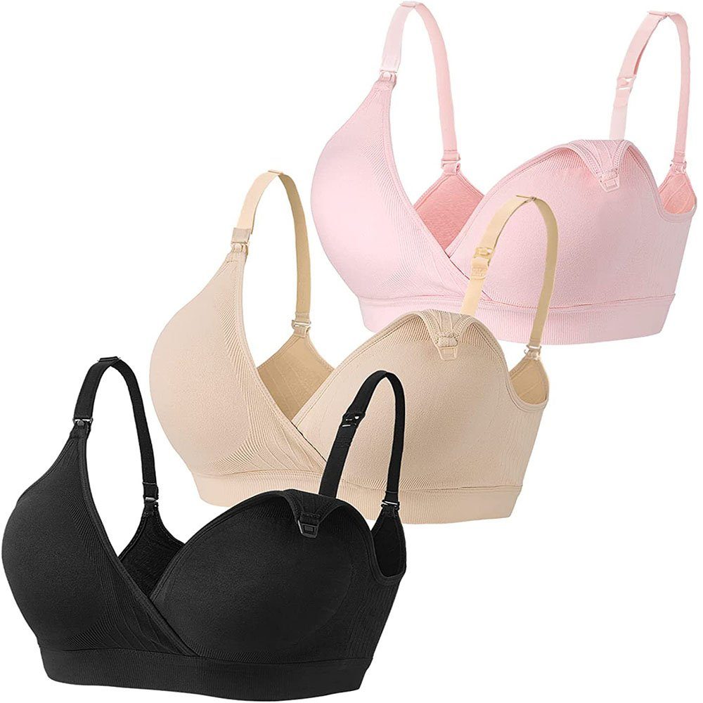 DRSEON Still-BH 3 Stück bügelloser Still-BH, nahtloser Schwangerschafts-BH, Damen-BH