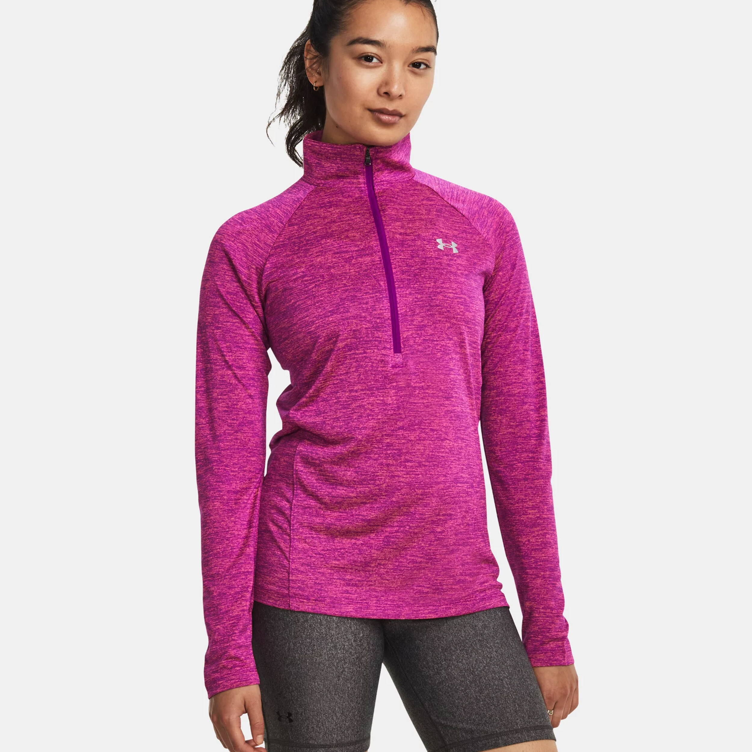 Tech Half-Zip Twist Longsleeve Damen - Lila