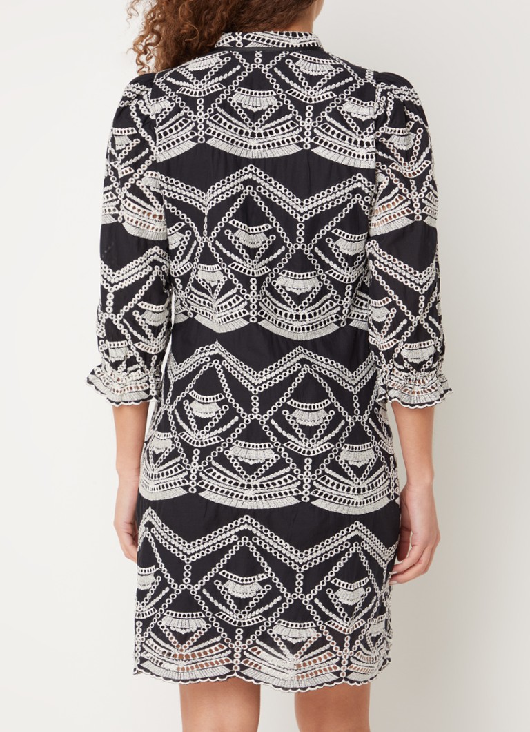 Rochie scurtă Bruuns Bazaar Arvensis Abami din bumbac organic cu broderie