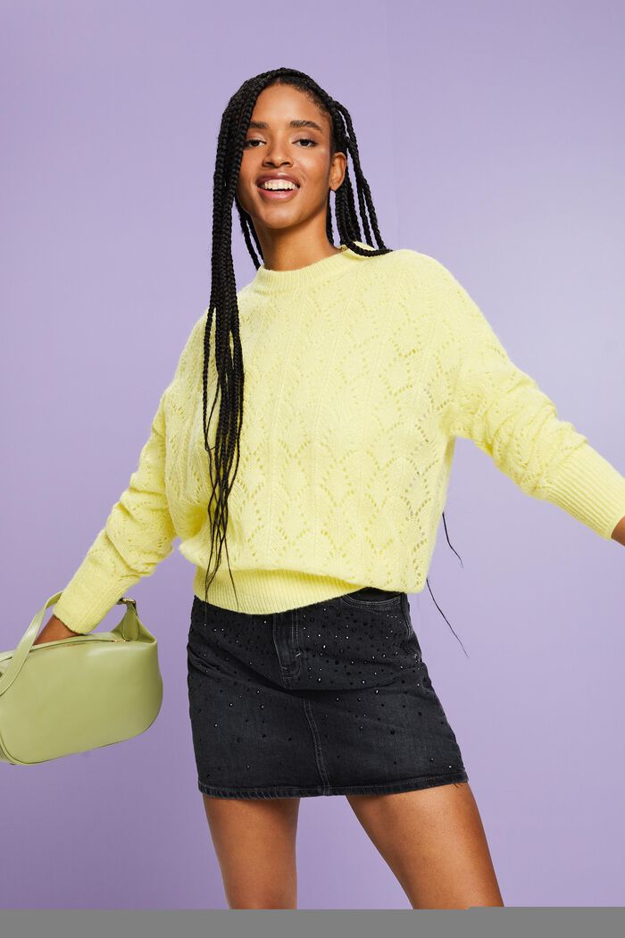 Offenmaschiger Pullover aus Wollmix