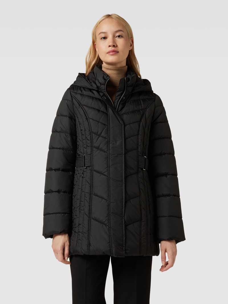 Steppjacke mit Taillengürtel in schwarz