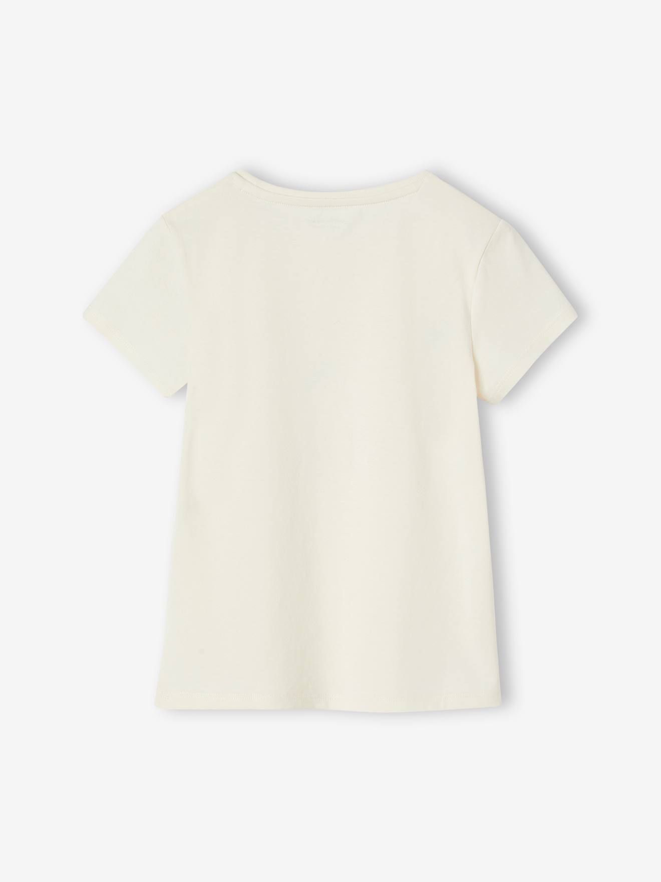 Vertbaudet Mädchen T-Shirt, Message-Print BASIC Oeko-Tex - wollweiß