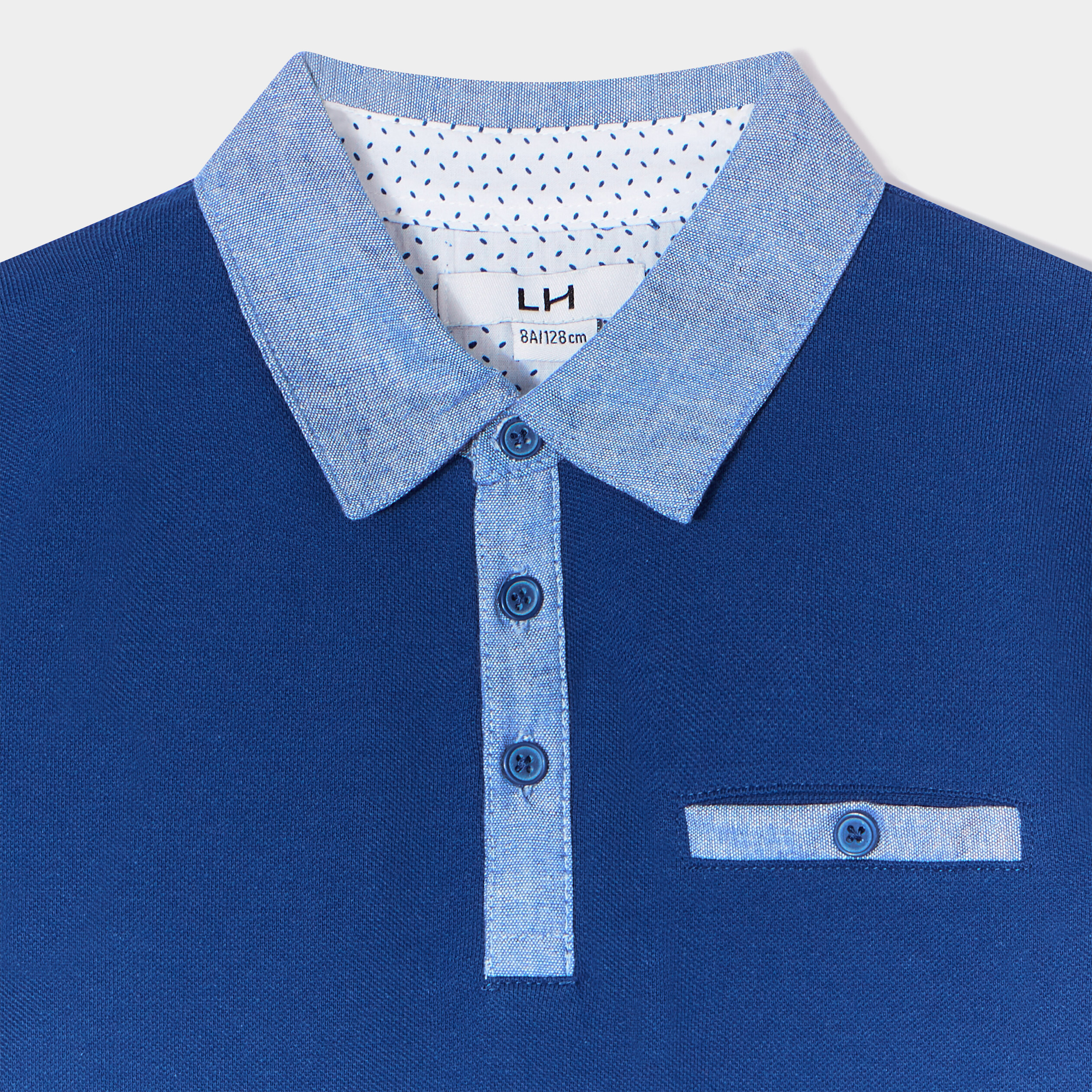 Polo manches courtes 1 poche bleu marine garçon | La Halle