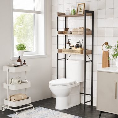 VASAGLE Badregal Toilettenregal, Badezimmerregal, 3 offenen Ablagen