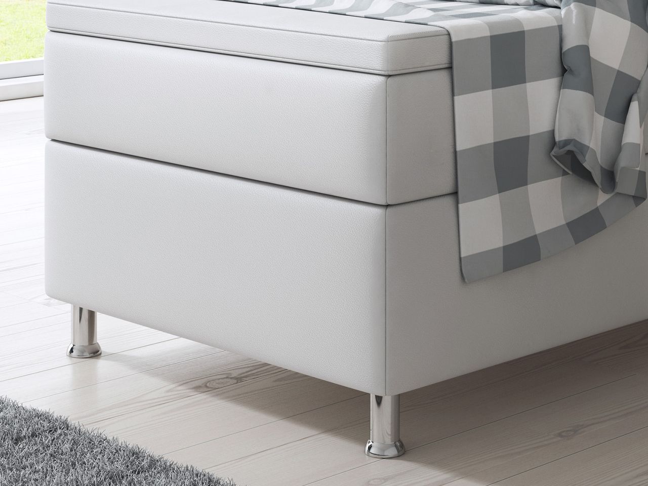 IHG Boxspringbett Miami 90x200 cm Kunstleder Weiss