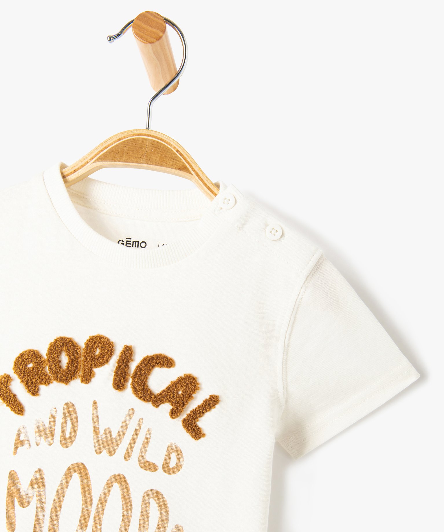 Tee-shirt bébé Garçon à manches coutes et motif en relief ecru | GEMO