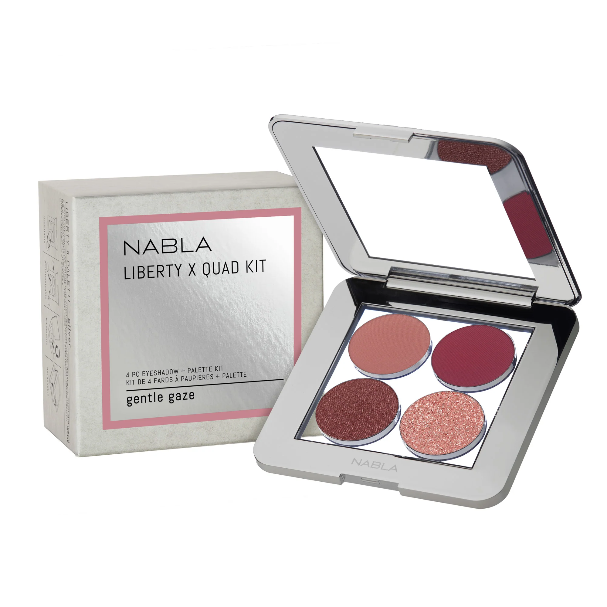 Kit cuádruple Liberty X - Paleta de sombras de ojos, sombra de ojos compacta