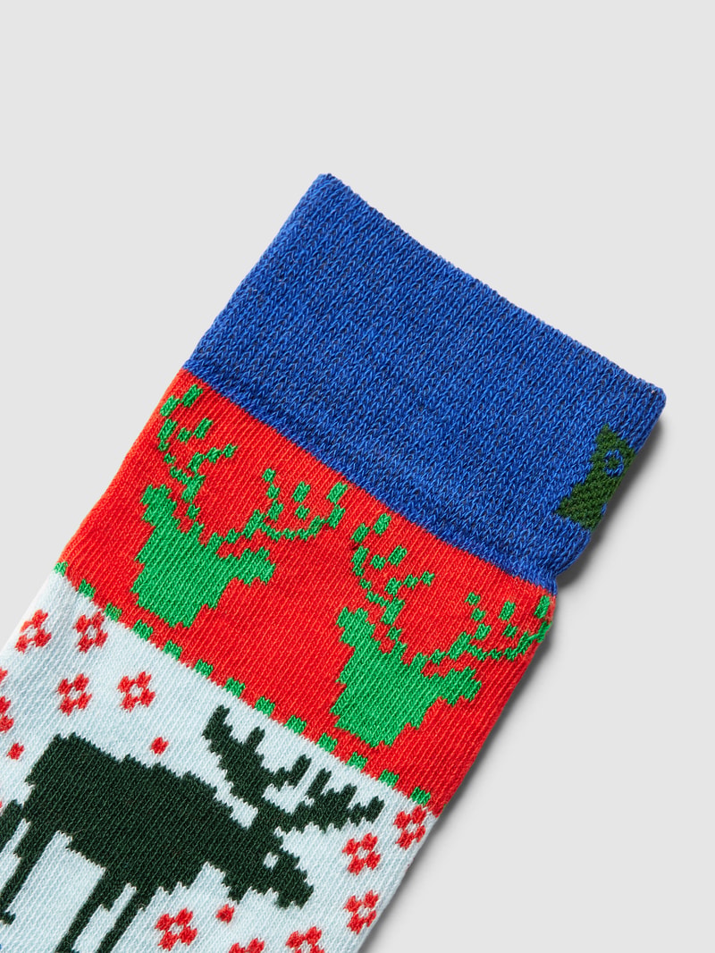 Socken mit Allover-Muster Modell 'Fair Isle' in grün
