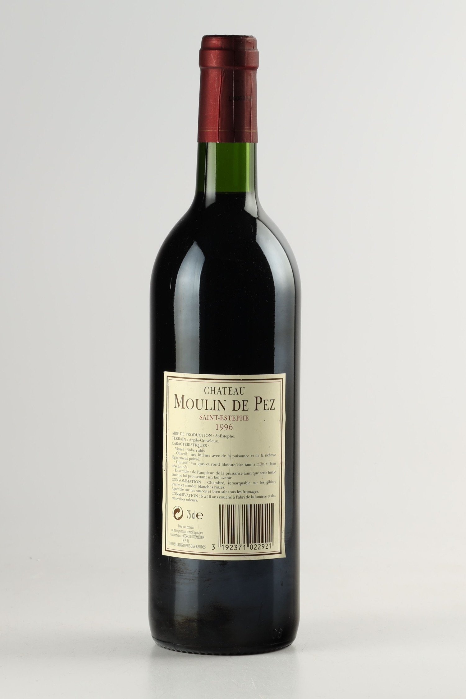 Château Moulin De Pez 1996, Saint Estèphe