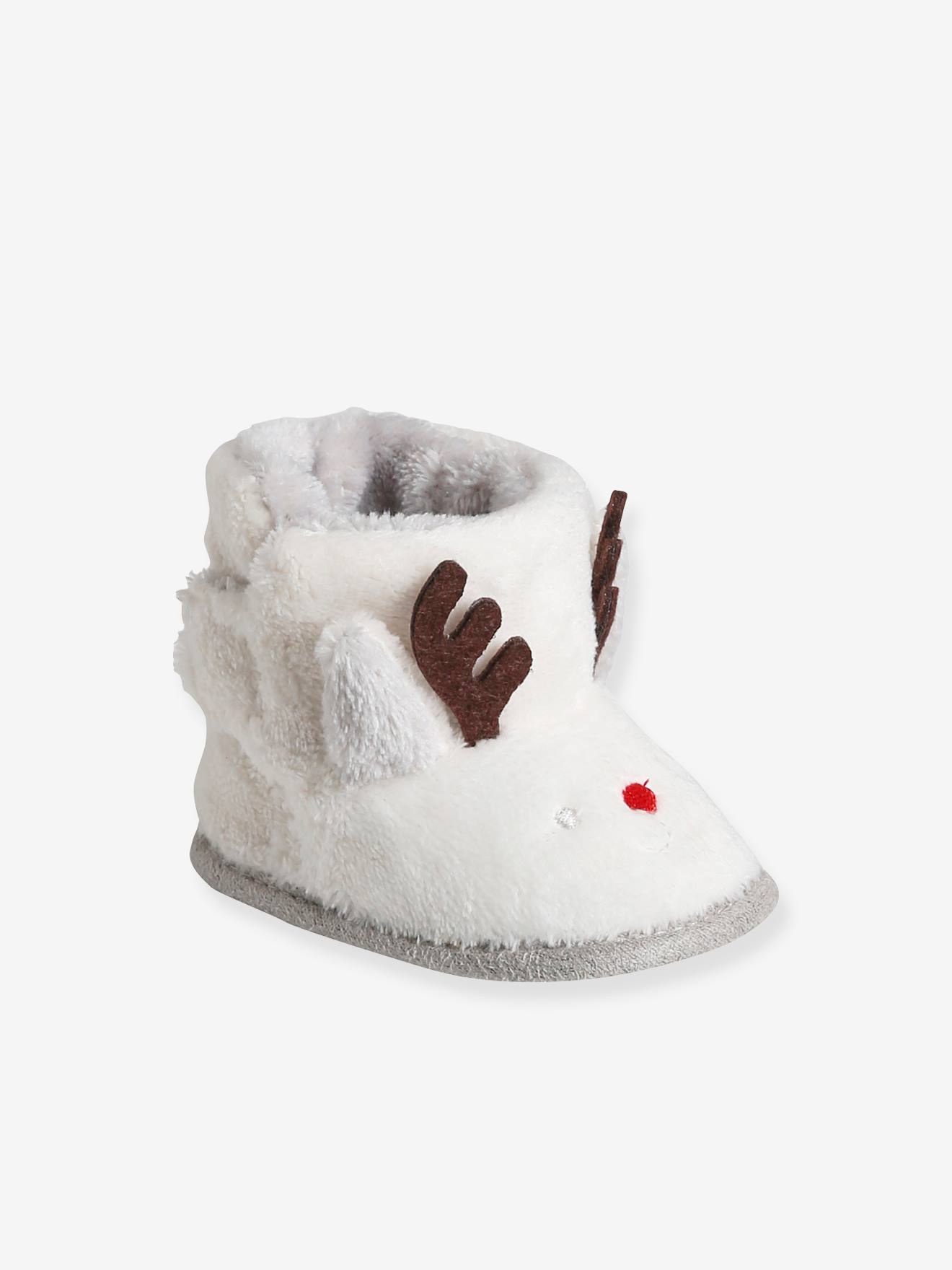 Chaussons de parc bottillons fourrés bébé écru