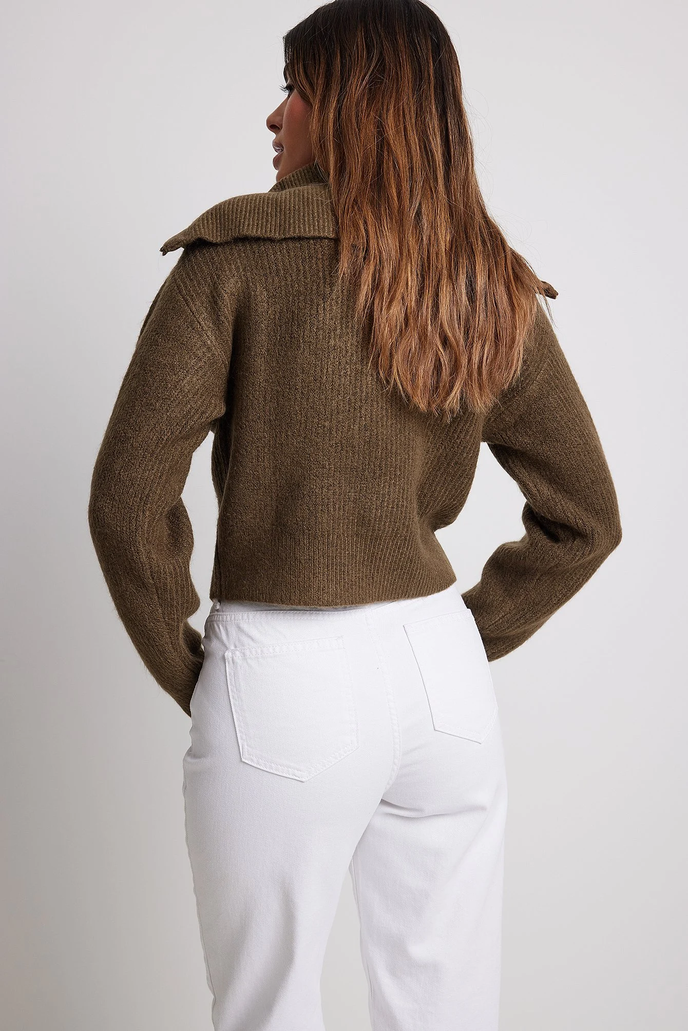 Strick-Cardigan mit Reißverschluss und großem Kragen