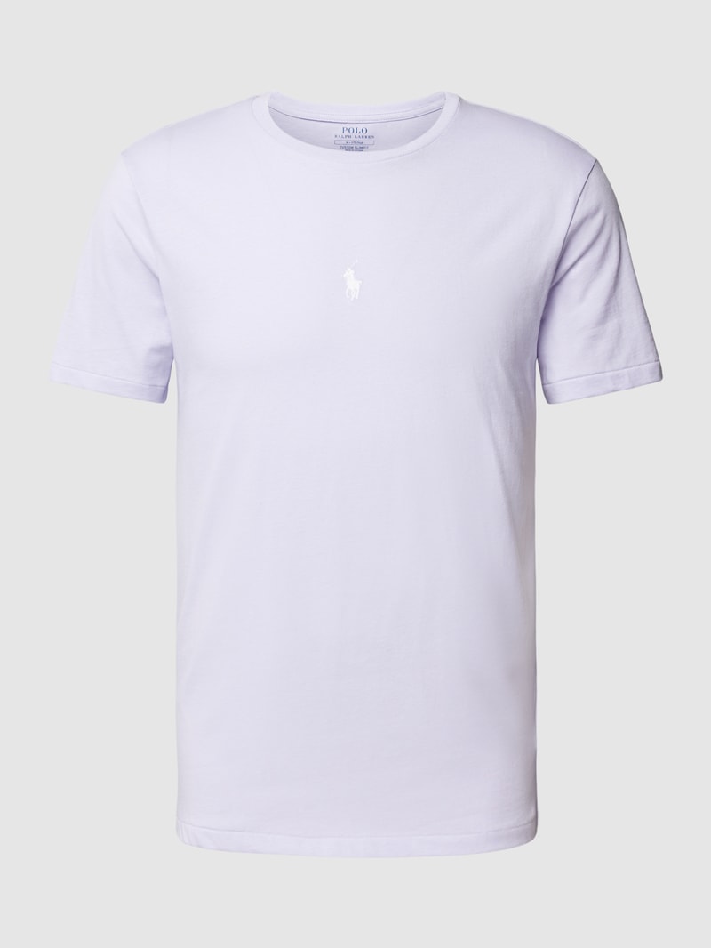 T-Shirt mit Logo-Stitching in flieder