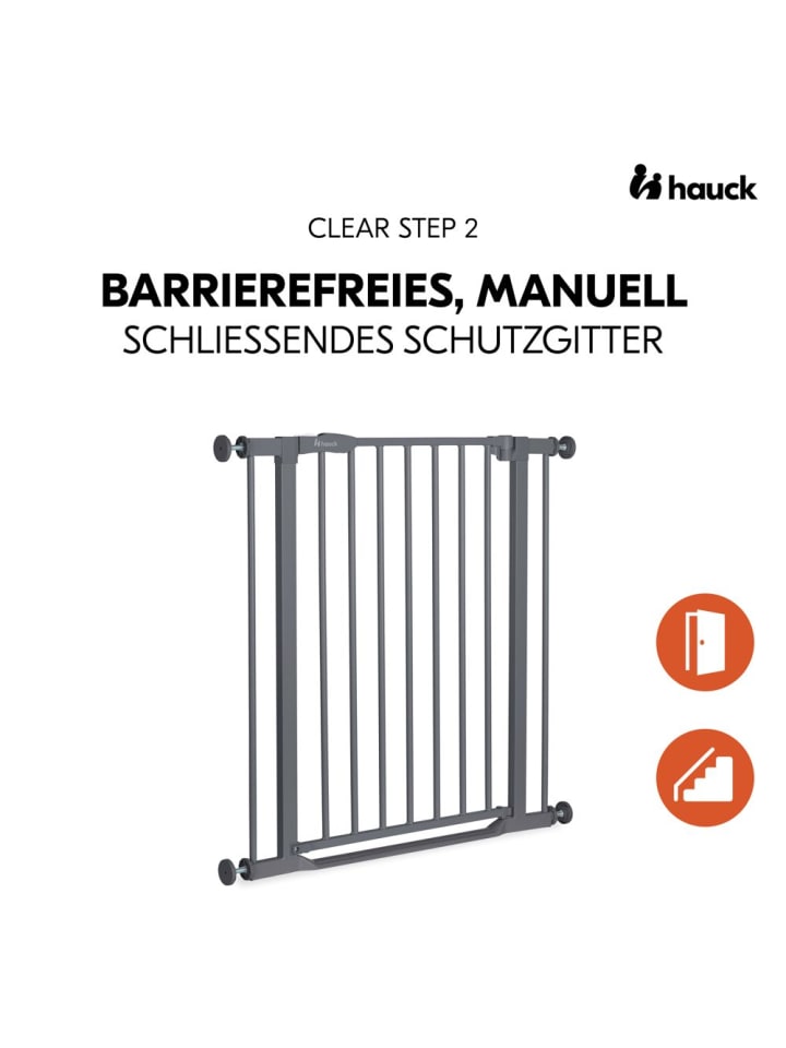 Hauck Türschutzgitter / Treppenschutzgitter Clear Step 2 in grau günstig kaufen onesize