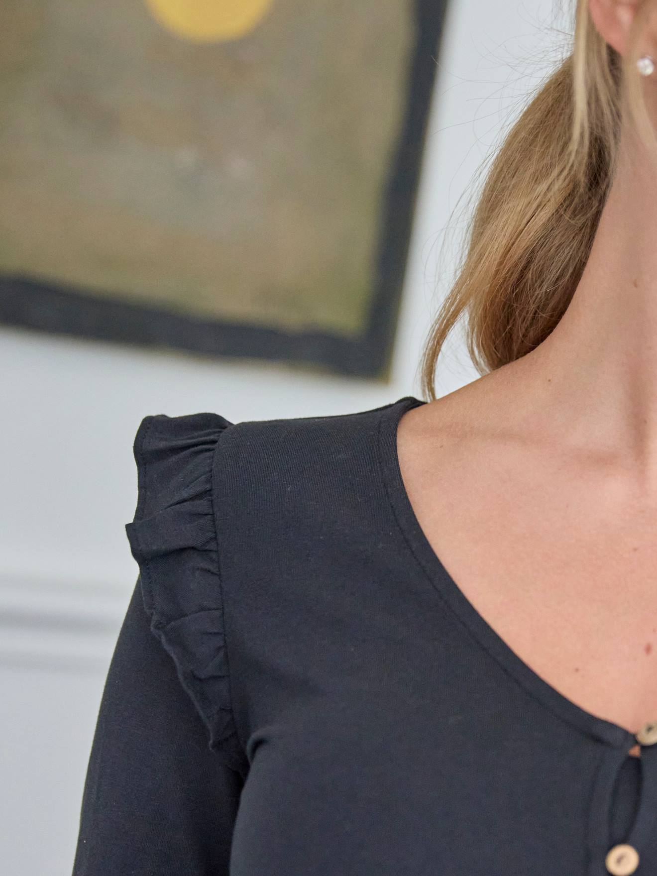 Vertbaudet Blusenshirt für Schwangerschaft & Stillzeit Oeko-Tex - schwarz