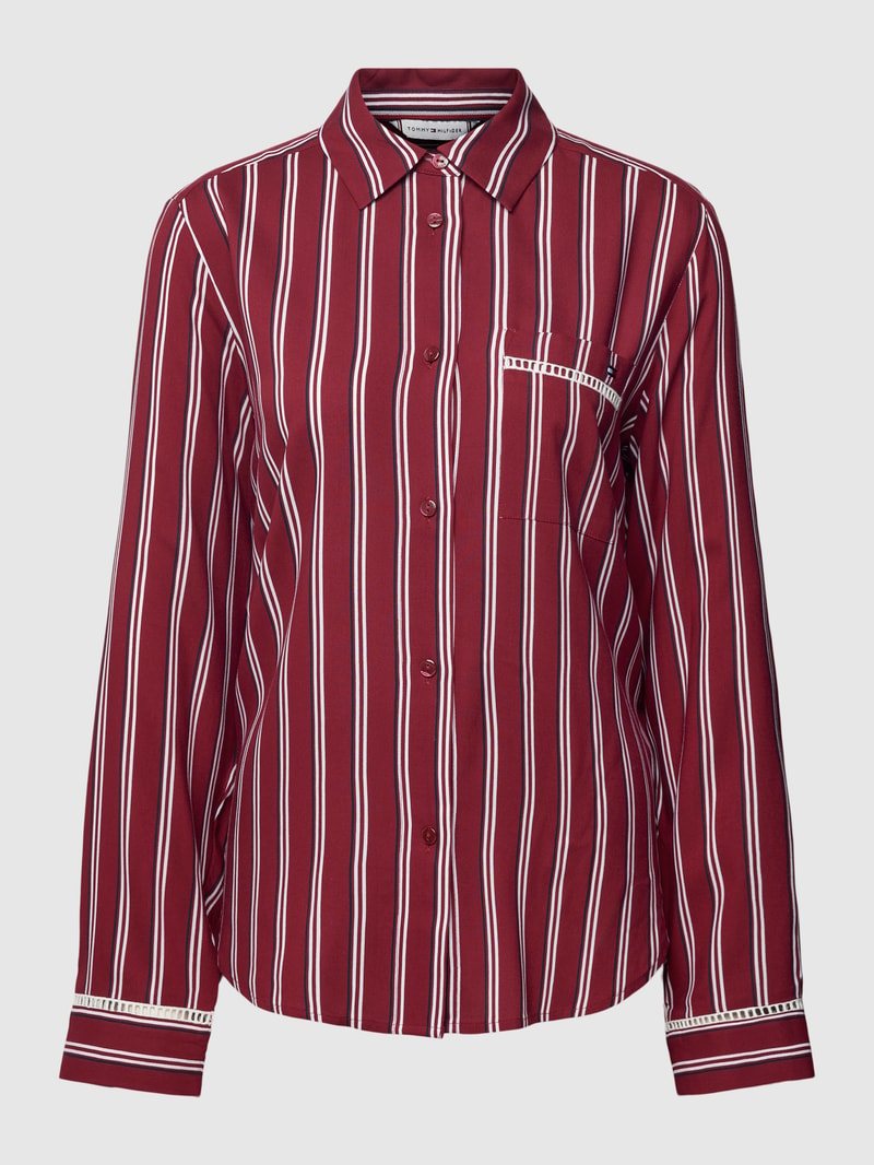 Pyjama-Oberteil mit Streifenmuster in bordeaux rot