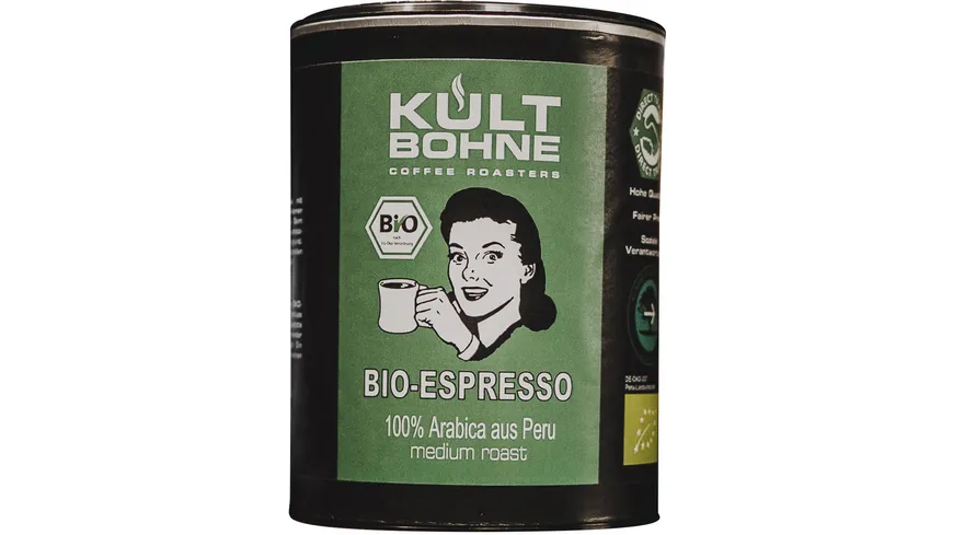 KULTBOHNE Bio Kaffee Bohnen Dose Espresso 250 g