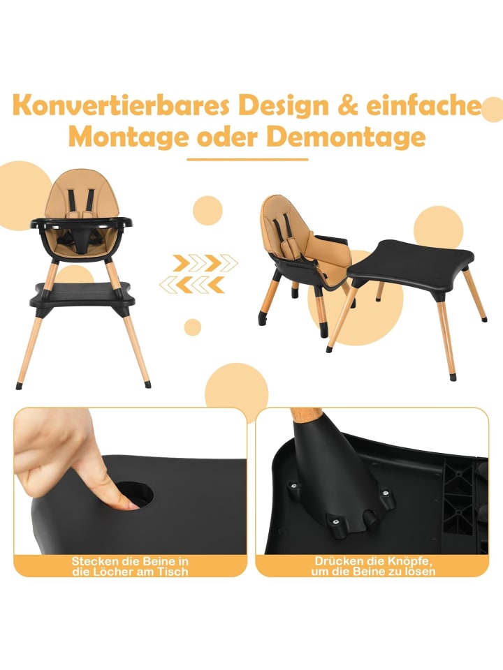 COSTWAY 4-in-1 Hochstuhl in Braun günstig kaufen onesize