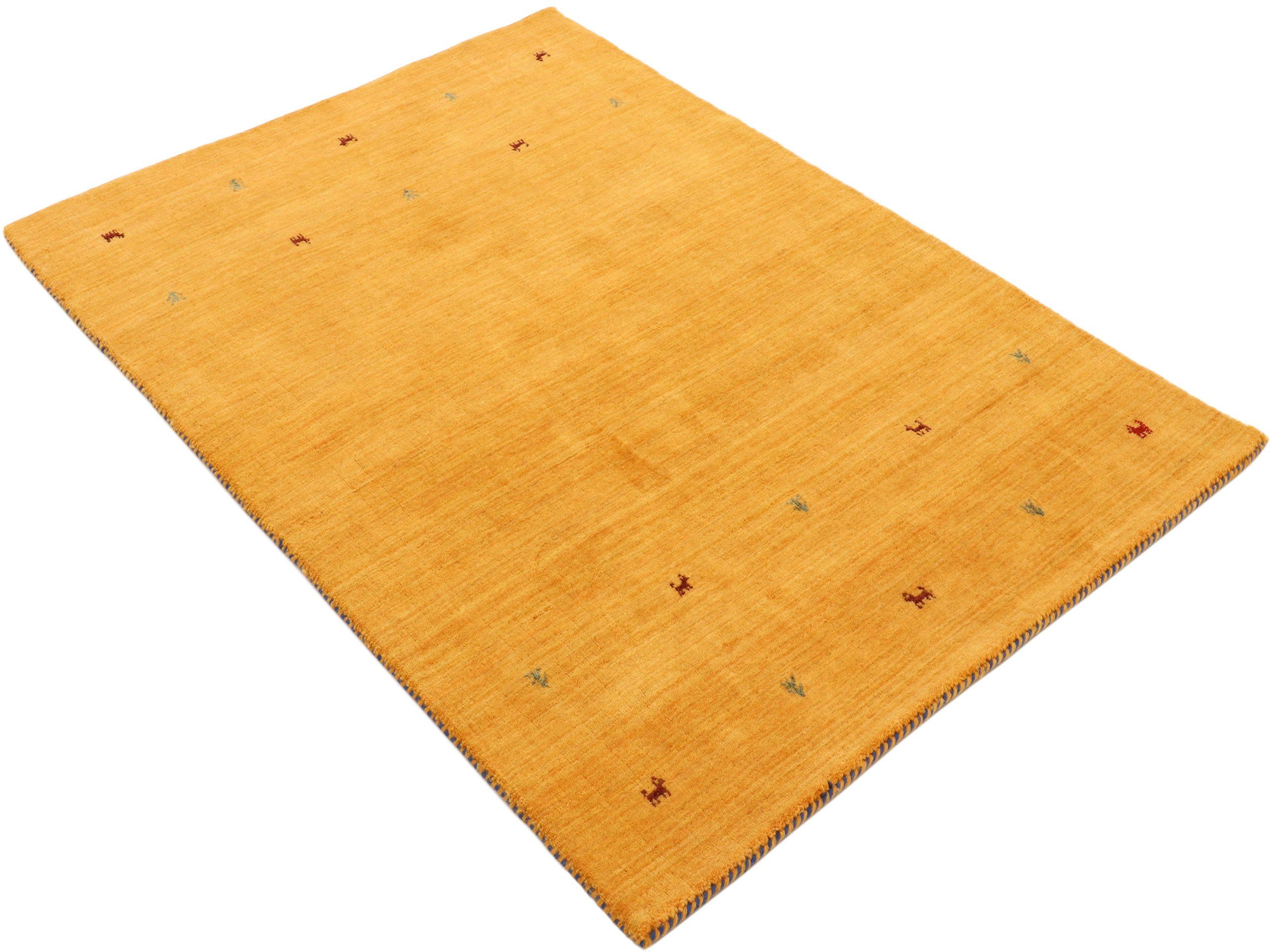 Wollteppich Gabbeh Uni, carpetfine, rechteckig, Höhe: 15 mm, reine Wolle, handgewebt, Gabbeh Loom Tiermotiv, auch als Läufer