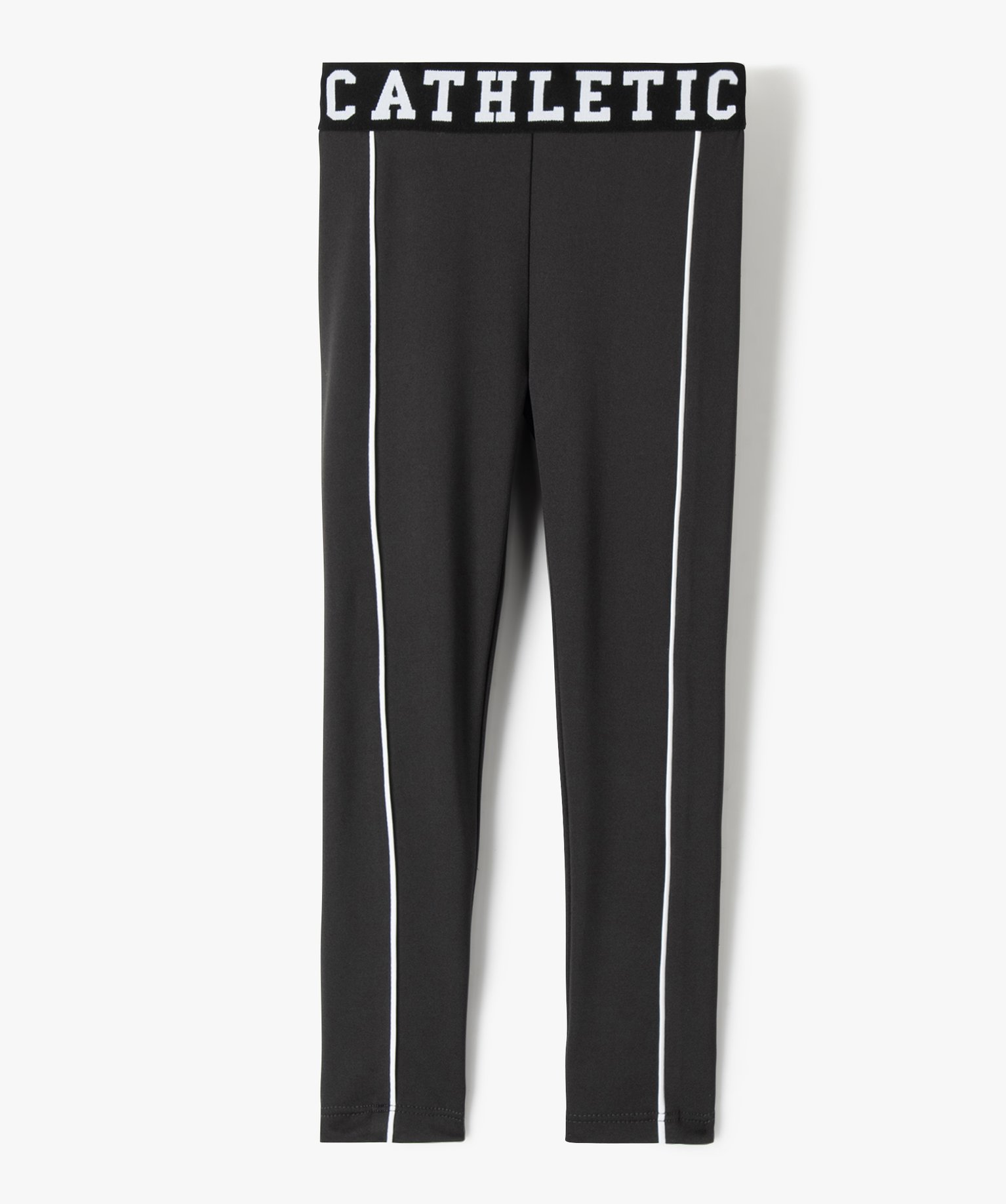 Legging de sport fille à large ceinture élastique gris | GEMO