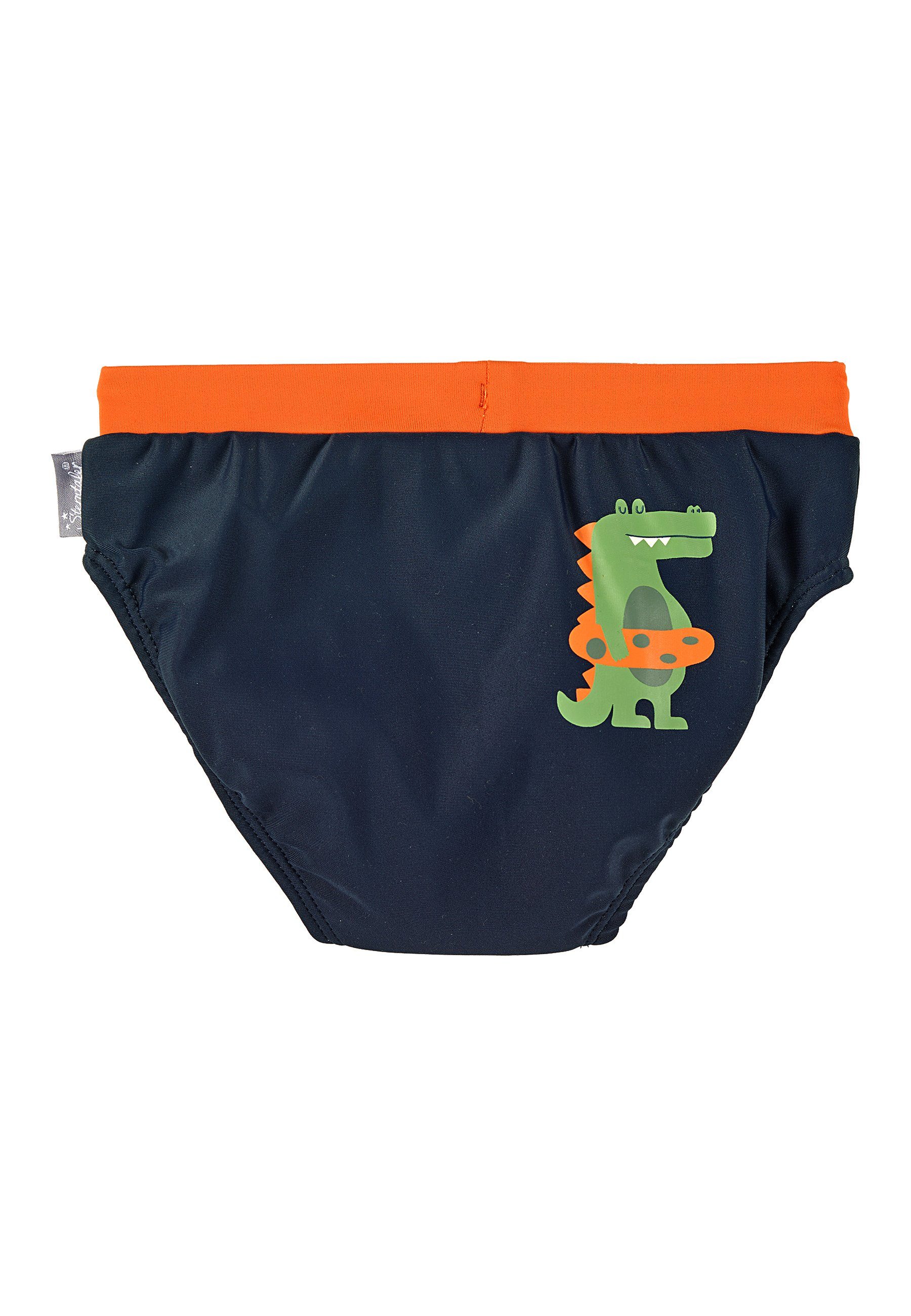 Sterntaler® Badehose Badehose Krokodil (1-St) Baby Badehose - Badeshorts mit Windeleinsatz bis Größe 86/92 in Marine - Baby Bademode mit UV-Schutz 50+ und Krokodil mit Schwimmreif Print