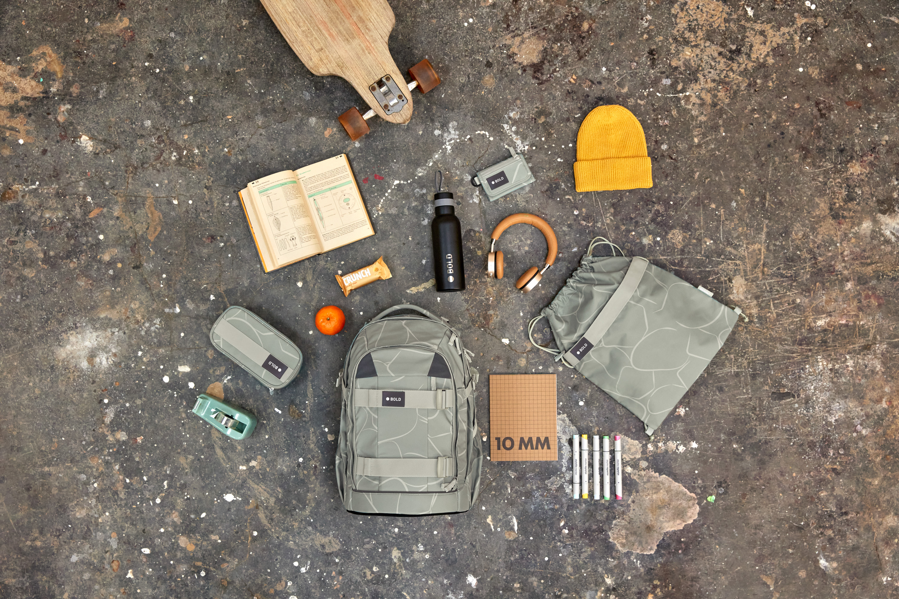 Schulrucksack - BOLD Origin Curve, Grün