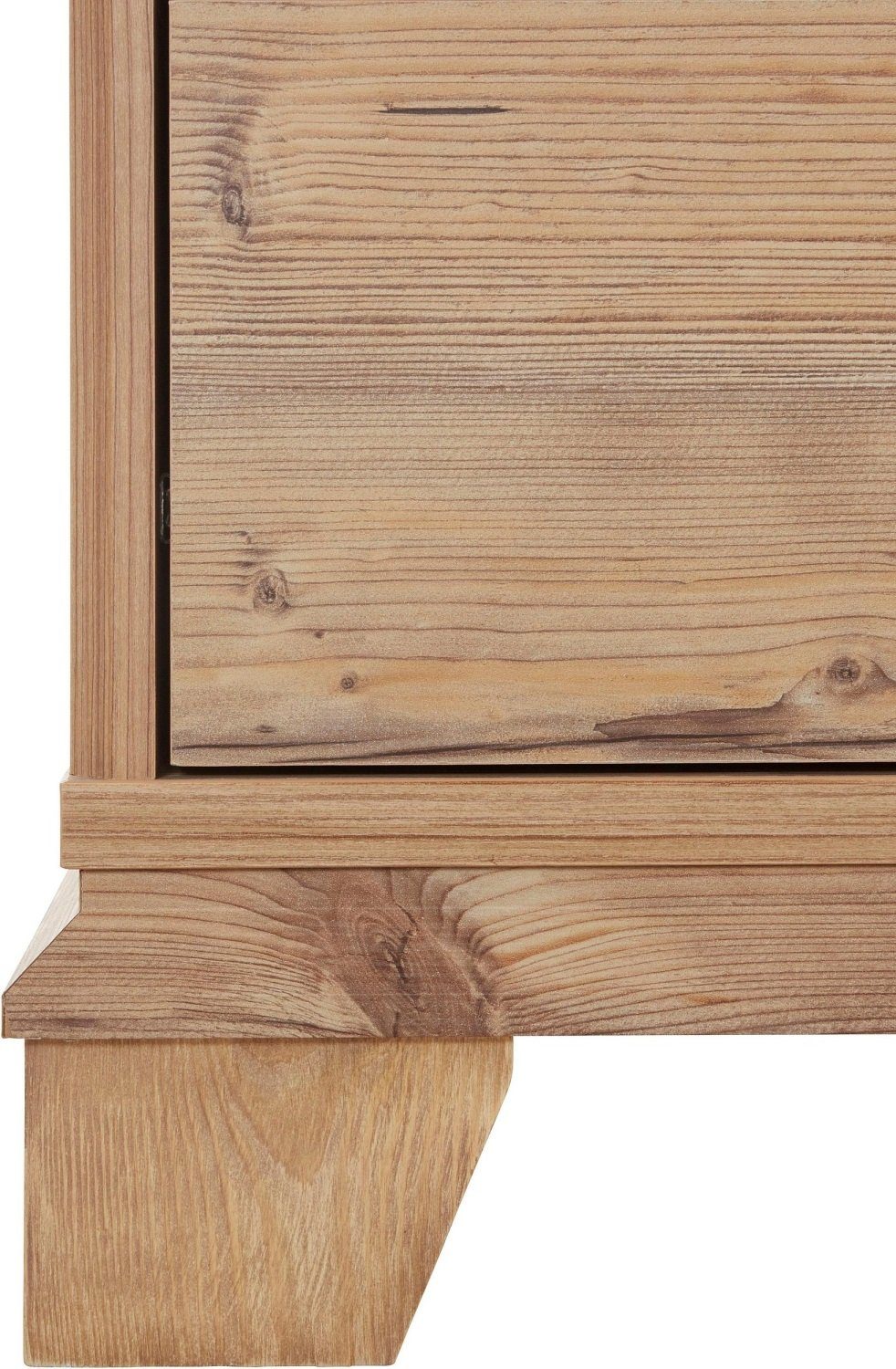 möbel-direkt.de Wohnwand Nepal, (Komplett Set, 4-St., Standvitrine + Hochkommode + Wandboard + TV- Schrank), inklusive Beleuchtung