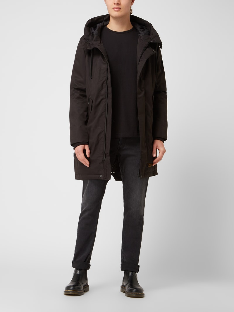Parka mit Kapuze Modell 'Tuck' in schwarz