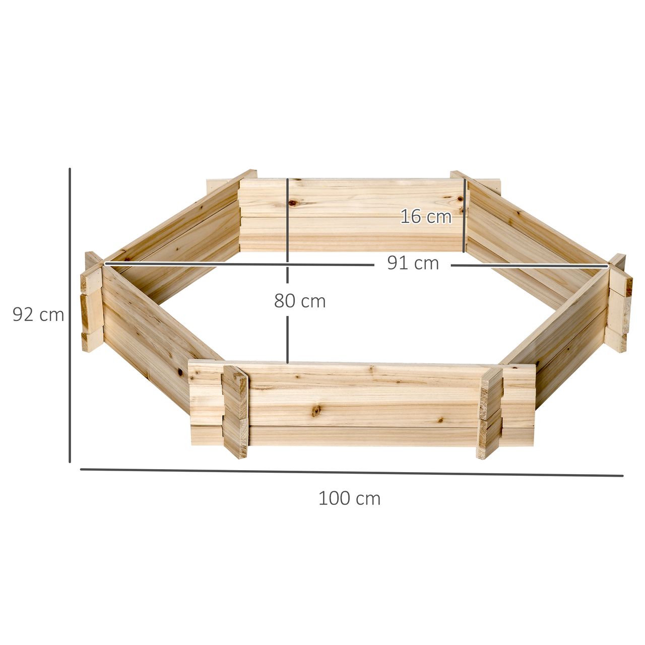 Outsunny Hochbeet sechseckig DIY Pflanzkübel Pflanzkasten aus Holz Natur