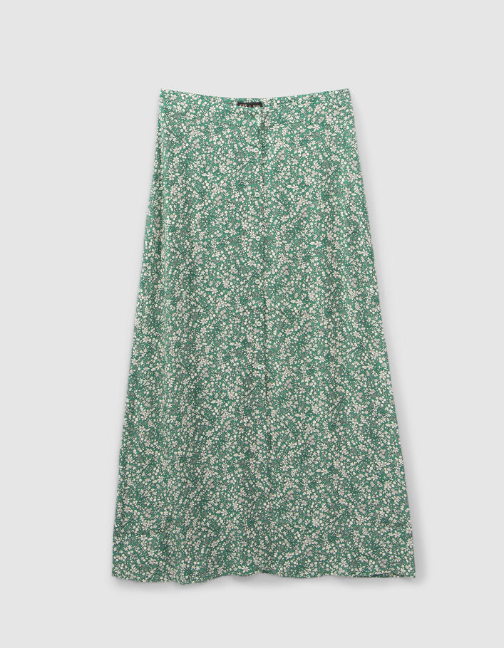 Jupe longue verte ECOVERO™ imprimé micro fleurs fille