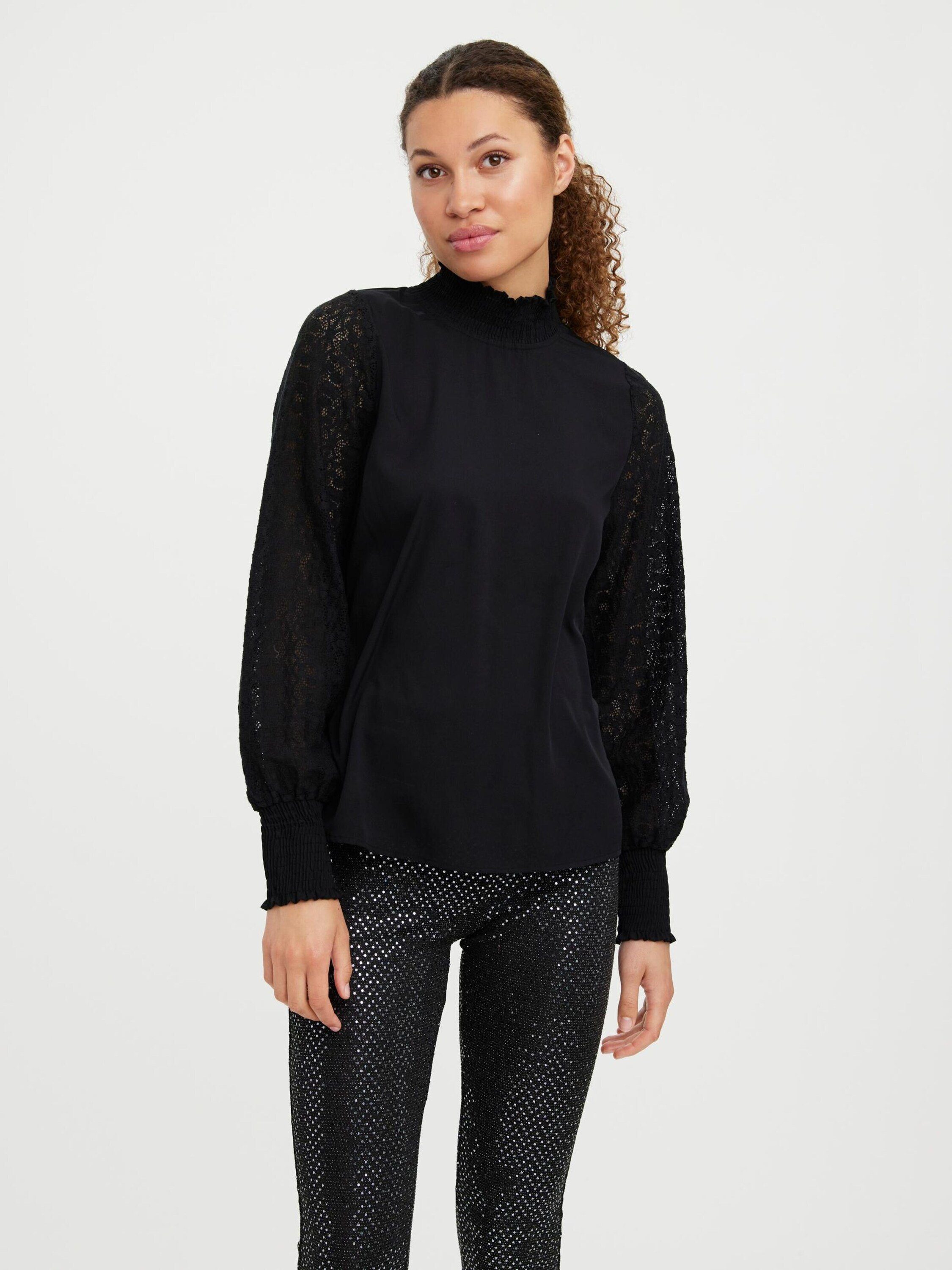Vero Moda Langarmbluse JOY (1-tlg) Drapiert/gerafft, Spitze, Cut-Outs