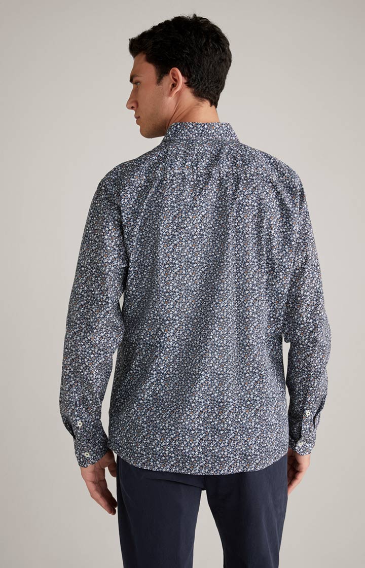 Baumwollhemd Hanson in Dunkelblau/Offwhite