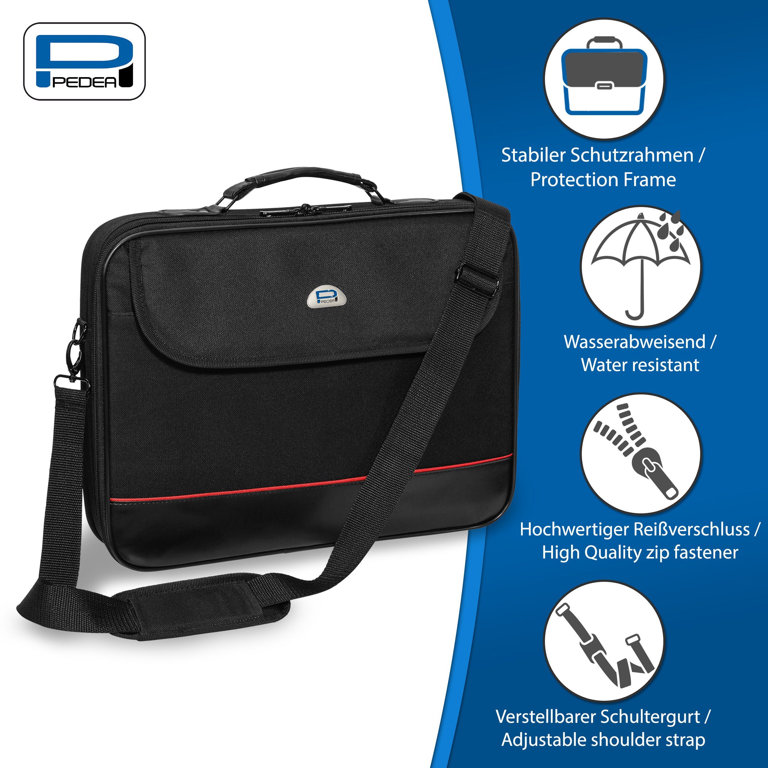 PEDEA Laptoptasche TRENDLINE (13,3 Zoll (33,8 cm), mit Funkmaus), mit stabilem Schutzrahmen, wasserabweisend, verstellbarer Schultergurt