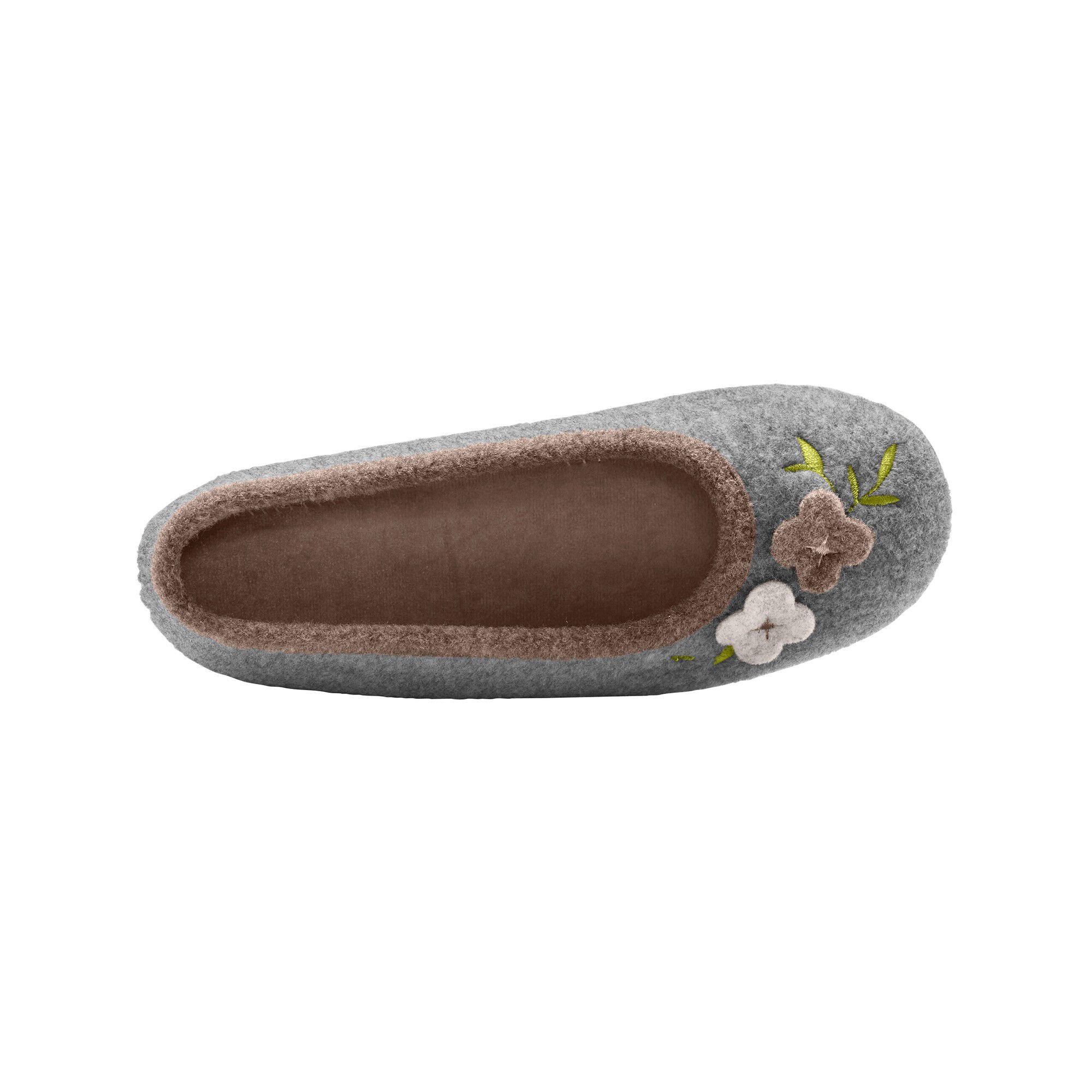 Chaussons ballerines feutrine avec fleur appliquée