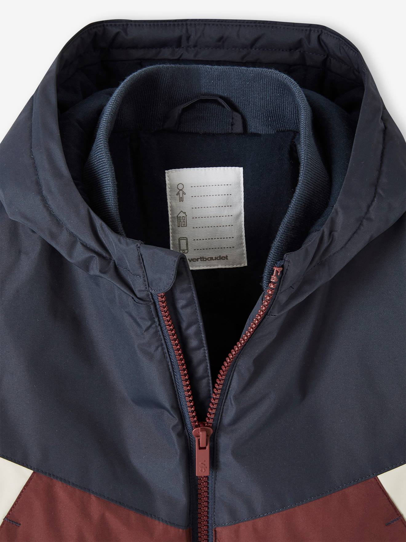 Vertbaudet Jungen Windjacke, Wattierung Recycling-Polyester - bordeaux